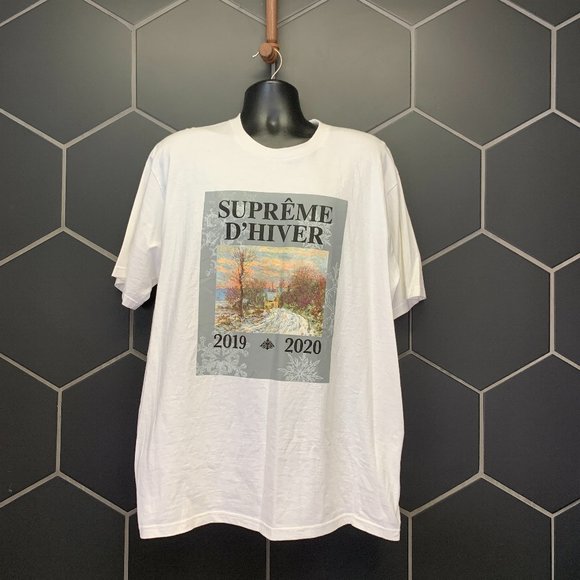 ~Used! Mens Supreme White D'Hiver 2019 2020 Summer Hype Street T-Shirt Size XL - Picture 1 of 4